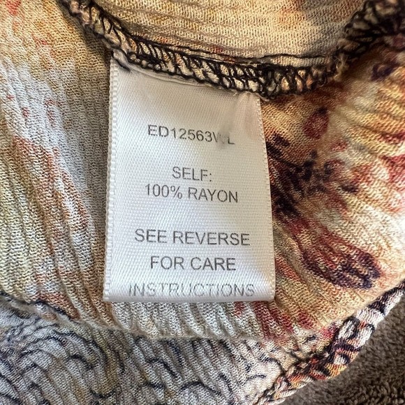 J Roberts Medium Gauze Long Sleeve Boho Hippie Festival Cold Shoulder Top - Picture 8 of 11